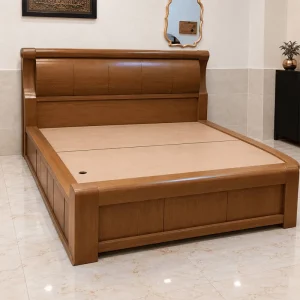 تخت دو نفره چوبی با طراحی زیبا